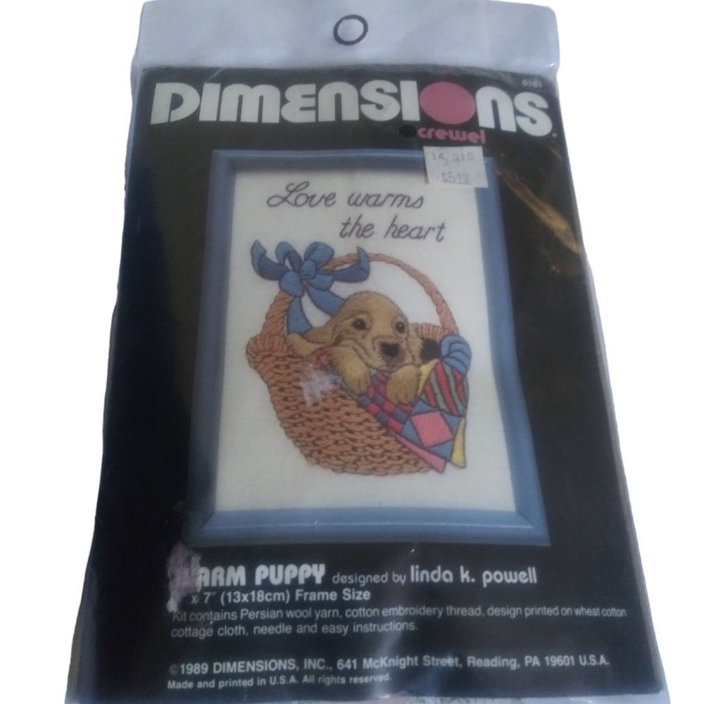 Dimensions Crewel Embroidery Warm Puppy Needlepoint #6161